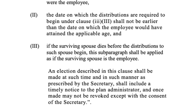 SEC. 327. SURVIVING SPOUSE ELECTION TO BE TREATED AS EMPLOYEE.
